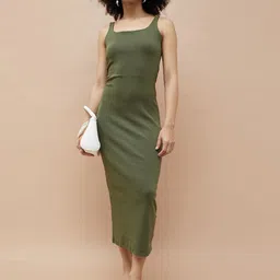 Ginger by Lifestyle Shoulder Straps Cotton Bodycon Midi Dress-picture-10