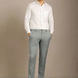 Louis Philippe Men Checked Slim Fit Trousers image 5