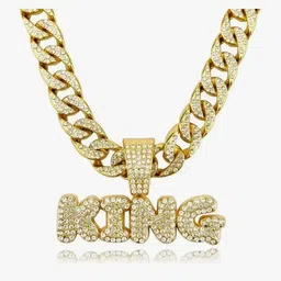 V FASHION JEWELLERY Men Stainless Steel Gold-Plated CZ Studded Statement Necklace & Chains-picture-36