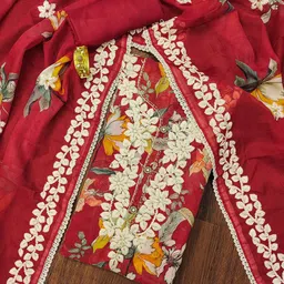 SAINOOR Embroidered Organza Semi-Stitched Dress Material-picture-28