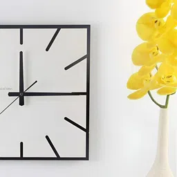 QEZNEF White Solid Geometric Traditional Wall Clock image 2