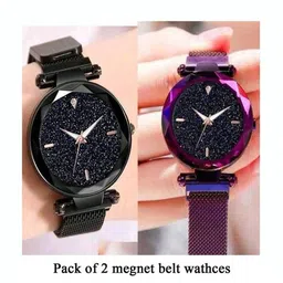 SZN Men Set Of 2 Dial & Straps Analogue Watch MEGNET-BLK&PURPLE_545 image 2