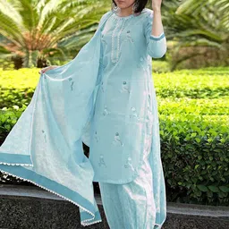 KALINI Women Ethnic Motifs Printed Regular Kurta with Harem Pants & With Dupatta-picture-24