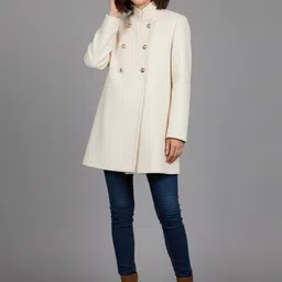 Mast & Harbour Woolen Stand Collar Double-Breasted Long Sleeve Overcoat-picture-16