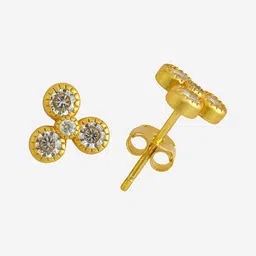 Kushal's Fashion Jewellery 92.5 Sterling Silver Gold-Plated Zircon Classic Studs image 2