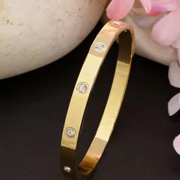 Anouk Women American Diamond Gold-Plated Kada Bracelet-image-5