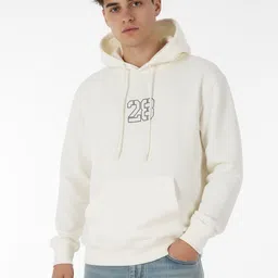 glitchez Alphanumeric Printed Drop-Shoulder Hooded Sweatshirt-image-0