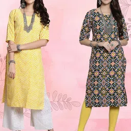 Ethnic basket Women Pack Of 2 Multicoloured Crepe Kurtas-picture-24