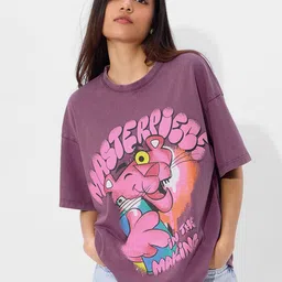 The Souled Store Women Graphic Printed Round Neck Cotton Oversized T-shirt-picture-11