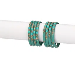 1ST TIME Set Of 16 Maroon Alloy Artificial Stones & Beads Bangles image 2