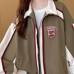 HERE&NOW Women Stand Collar Striped Bomber Jacket image 2