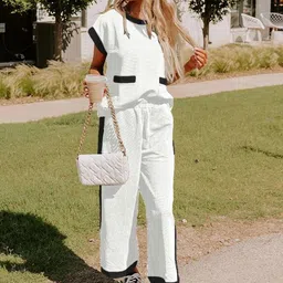 Mast & Harbour Round Neck Short Sleeve Top With Trouser Co-Ords-picture-24