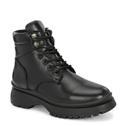 DressBerry Women Stylish Black Chunky Sole Lace UP Casual Boots-image-36