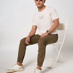 7 Alt by Pantaloons Men Typography Printed Drop-Shoulder Sleeves Pockets Slim Fit T-shirt image 4