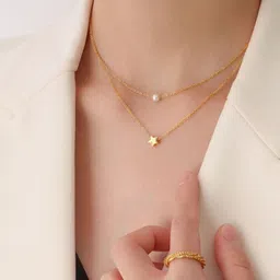 Tipsy closet Gold-Plated Stainless Steel Artificial Stones & Beads Necklace image 5