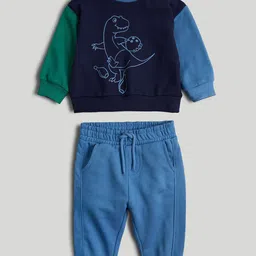 mothercare Boys Colourblocked Long Sleeves Pure Cotton Sweatshirt With Joggers-picture-30