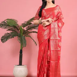 Pionex Woven Design Zari Poly Georgette Banarasi Saree-picture-10