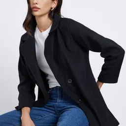 Styli Women Lapel Collar Wool Double-Breasted Overcoat Coat-picture-20