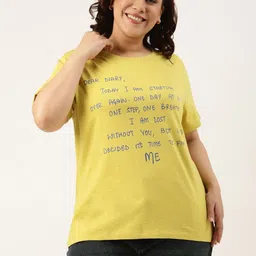 MARCA Bold Women Plus Size Typography Printed Round Neck Cotton T-shirt-image-34