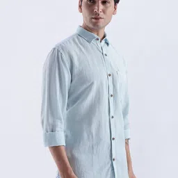 TURMS Men Stain And Water Repellent Anti Odor Button Down Collar Kansas Linen Solid Shirt image 2