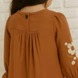 Le Nino Embroidered Puff Sleeve A-Line Midi Dress image 3