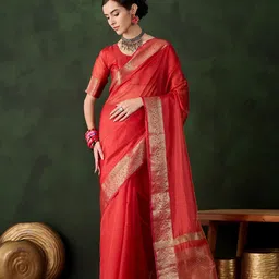 KALINI Striped Zari Organza Kanjeevaram Saree-picture-15