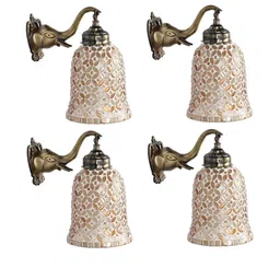 SOMIL Gold-Toned Printed Glass Cylinder Shaped Wall Lamp-image-9