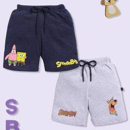 YK X Minute Mirth Boys Assorted Pack Of 2 Sponge Bob Printed Cotton Shorts-picture-17