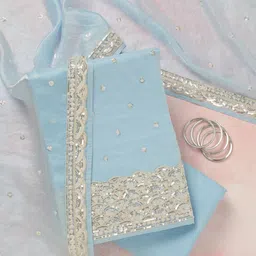 Koskii Floral Embroidered Sequinned Unstitched Dress Material-image-43