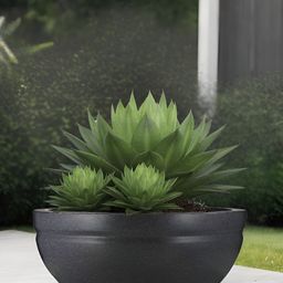 Go Hooked Lotus Bowl Black & Green Lightweight Planter-picture-8