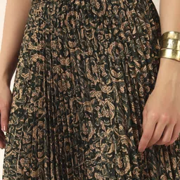 ZWERLON Floral-All Over Pattern Stretchable Waist-Designed Full-Length Pleated Skirt image 5