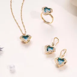Estailo fashion Gold-Plated Cubic Zirconia Studded Jewellery Set-picture-35