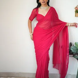Sidhidata Pure Georgette Ready to Wear Solid Saree image 3