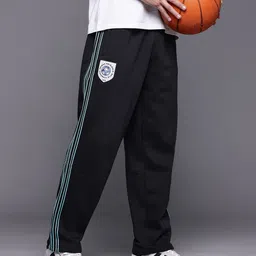 ADIDAS Originals Mesh Side Stripe Loose Fit Fleece Track Pants-image-57