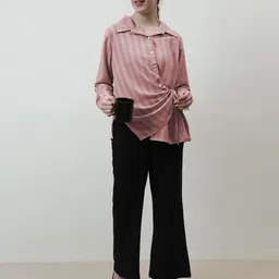 Athena Immutable Women Striped Asymmetric Shirt Style Top image 2