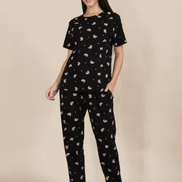 TWIN BIRDS Women Graphic Printed Round Neck Pure Cotton Night suit-picture-31