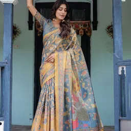 ALMAARI FASHION Ethnic Motifs Pure Cotton Jamdani Saree image 2