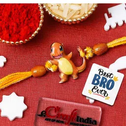 eCraftIndia Evil Eye-Studded Rakhi With Roli Rice & Best Bro Ever Fridge Magnet-image-78