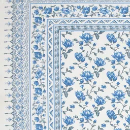 Gulaab Jaipur White & Blue Floral 400 TC King Bedsheet with 2 Pillow Covers image 2