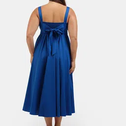 Virgio Women Cotton Shoulder Straps Midi Solid Sleeveless Plus Size Dresses image 5