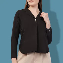 glitter fashion Formal Regular Sleeves Solid Women Black Top-picture-15