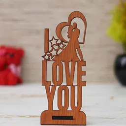 ecraftindia Love You Brown Engineered Wood Showpiece With Stand image 2
