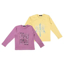 NeuVin Kids Pack of 2 Typography Printed Round Neck T-shirts-image-84