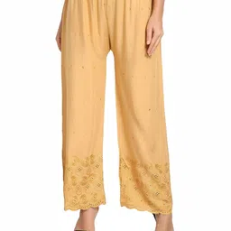 MIXFIT Women Relaxed Fit Mid-Rise Floral Embroidered Pleated Trousers-image-18
