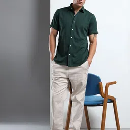 THE BEETEL HOUSE Men Textured Spread Collar Regular Fit Casual Shirt image 5