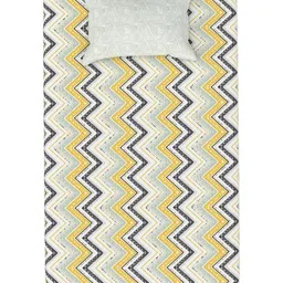 STELLAR HOME White & Yellow 140 TC Skin-Friendly Single Bedsheet Set 1.50 m x 2.24 m image 4