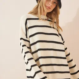 Happiness istanbul Women Striped Pullover image 5