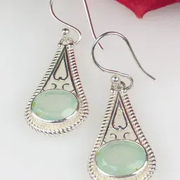 Zhupuk Silver-Plated Crystals Stone Studded Teardrop Shaped Drop Earrings-picture-17