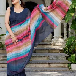 KALINI Striped Silk Blend Chanderi Saree image 5