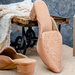NR By Nidhi Rathi Printed Ethnic Block Mules with Laser Cuts-picture-38